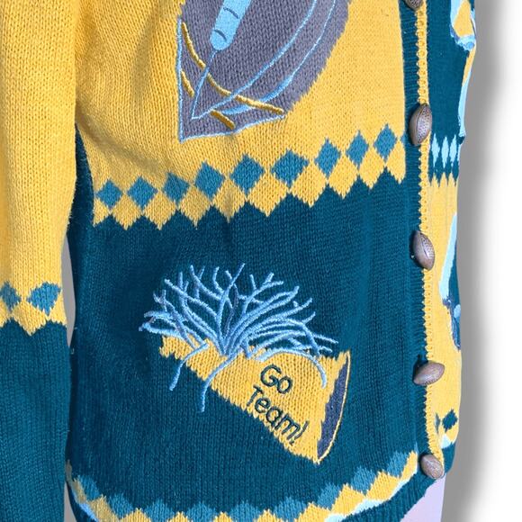 Vintage 90s Green Bay Packers Football Oversized Knit Cardigan Sweater Small - Picture 5 of 11